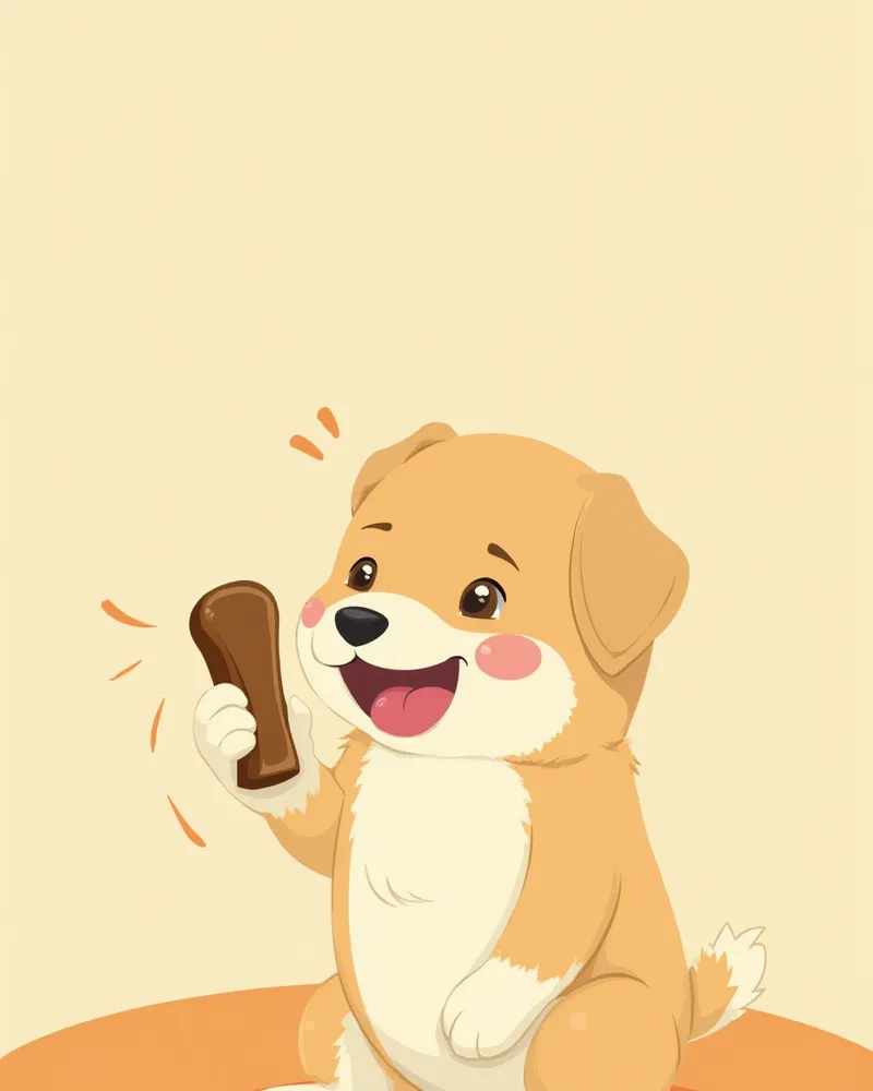 강아지가 덴탈 껌을 씹고 있는 모습