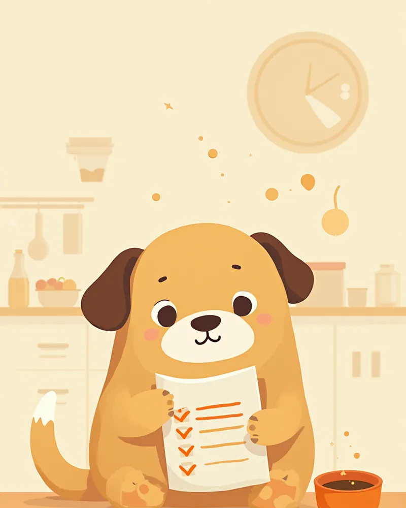 사료 포장지 라벨을 꼼꼼히 확인하는 보호자 일러스트