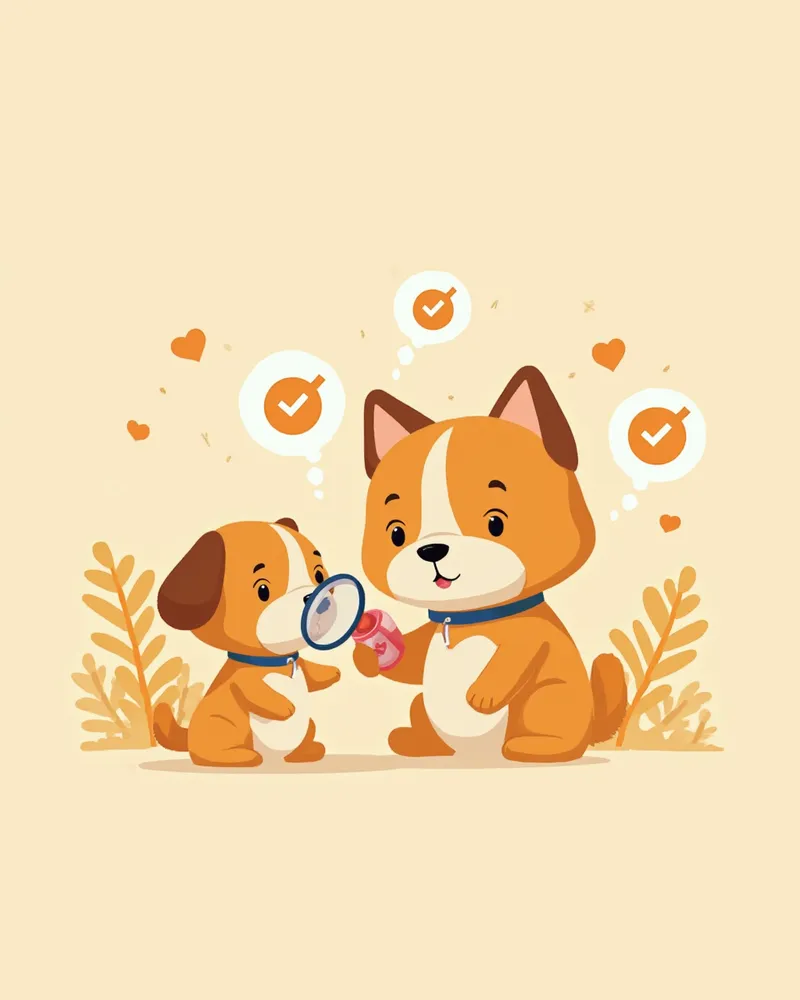 영양제 성분표를 확인하는 보호자 일러스트