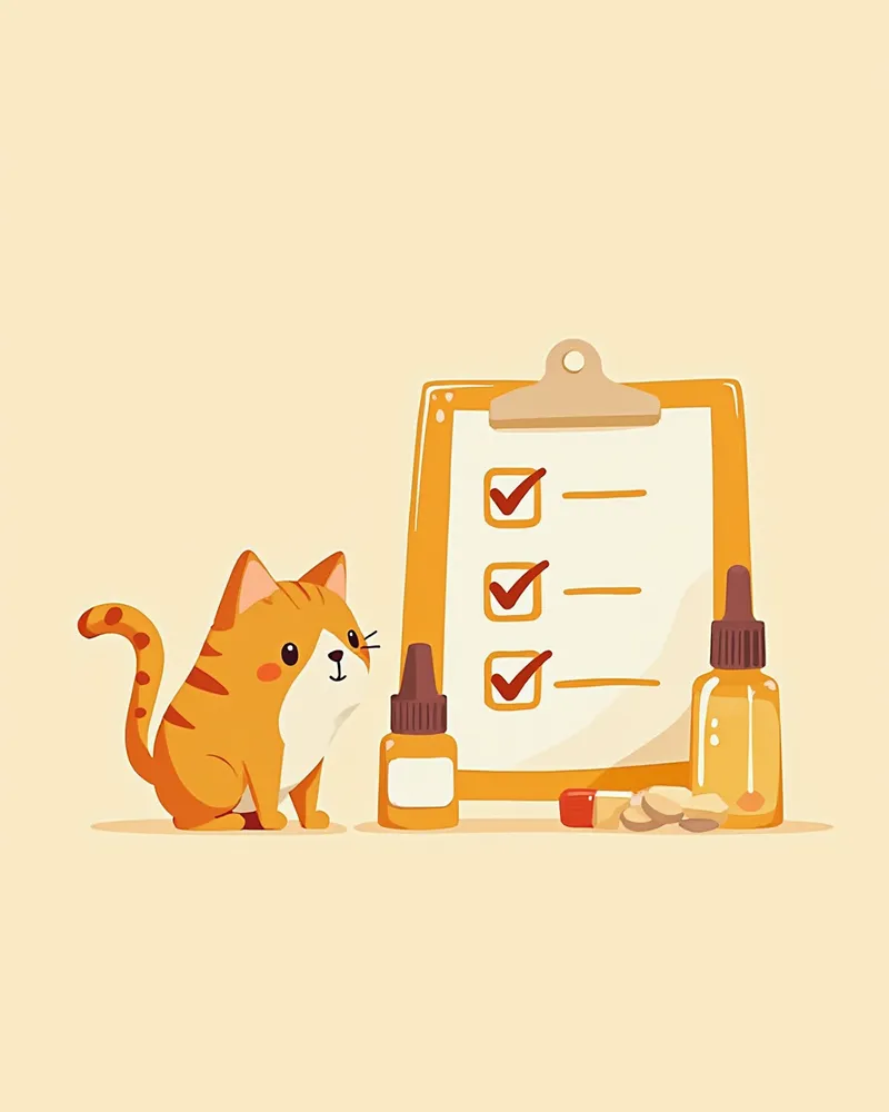 영양제 선택 체크리스트 옆의 고양이 일러스트