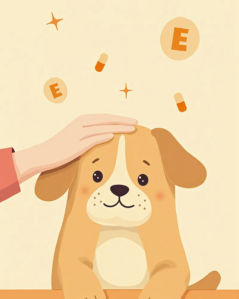 비타민 E와 함께 건강한 피부의 강아지 일러스트