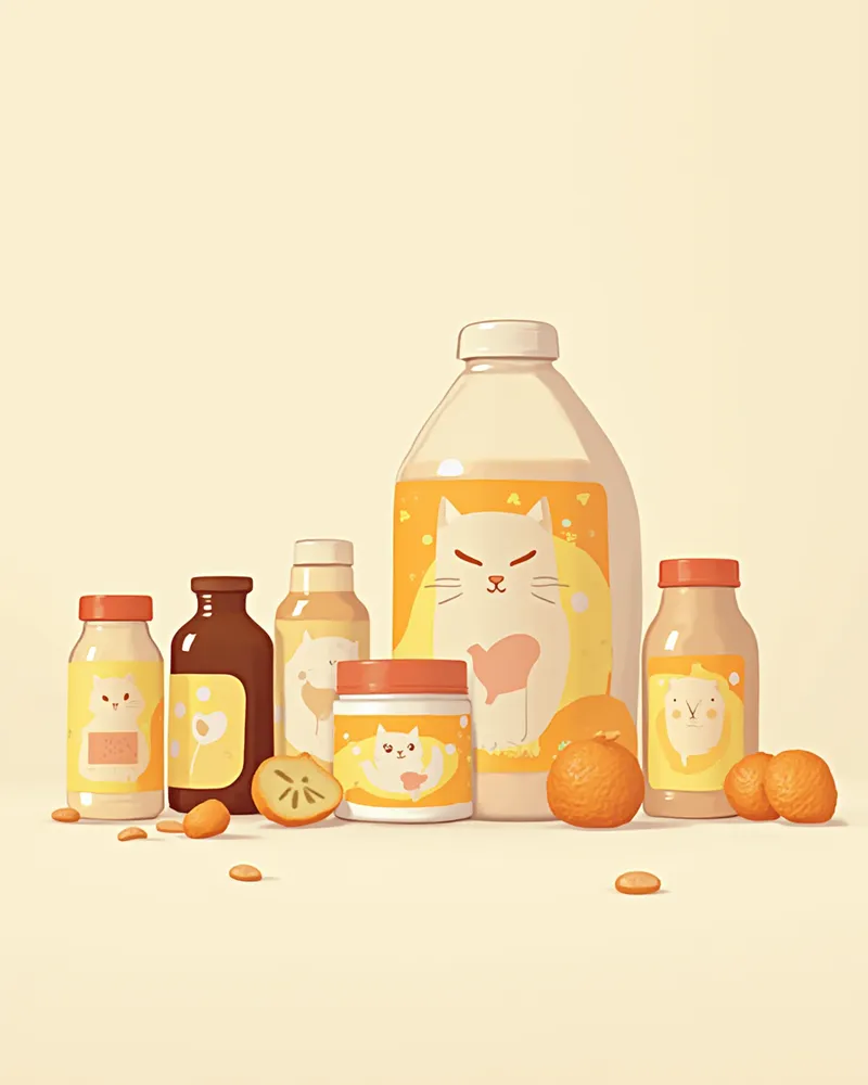 다양한 고양이 비뇨기 영양제 제품을 비교하는 모습