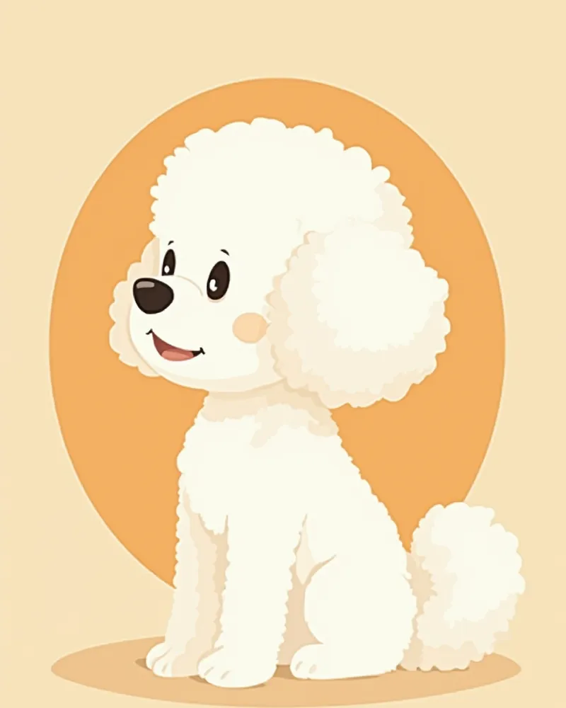 파우더 퍼프 스타일의 둥근 실루엣을 보여주는 비숑 측면