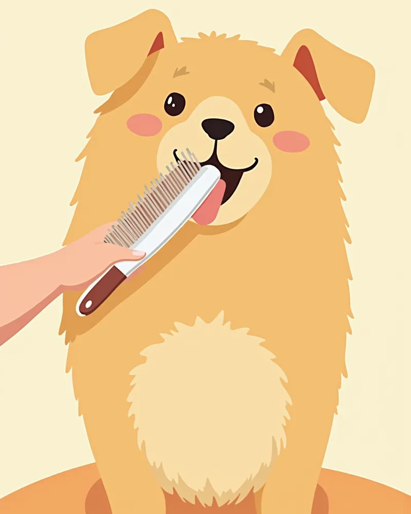 빗질하며 털 관리 받는 강아지
