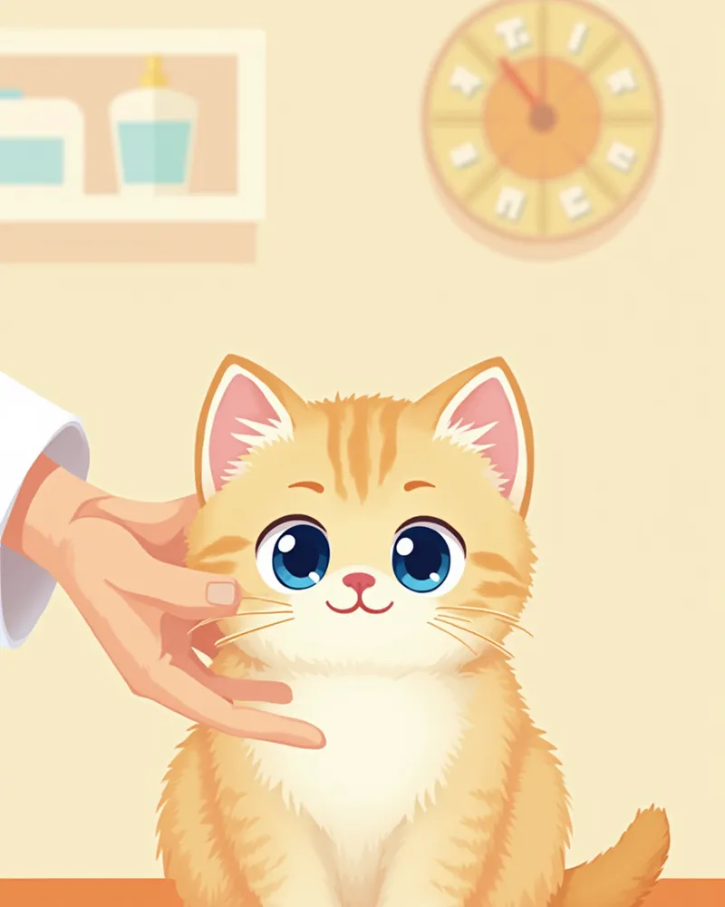 수의사에게 검진받는 어린 버만 고양이