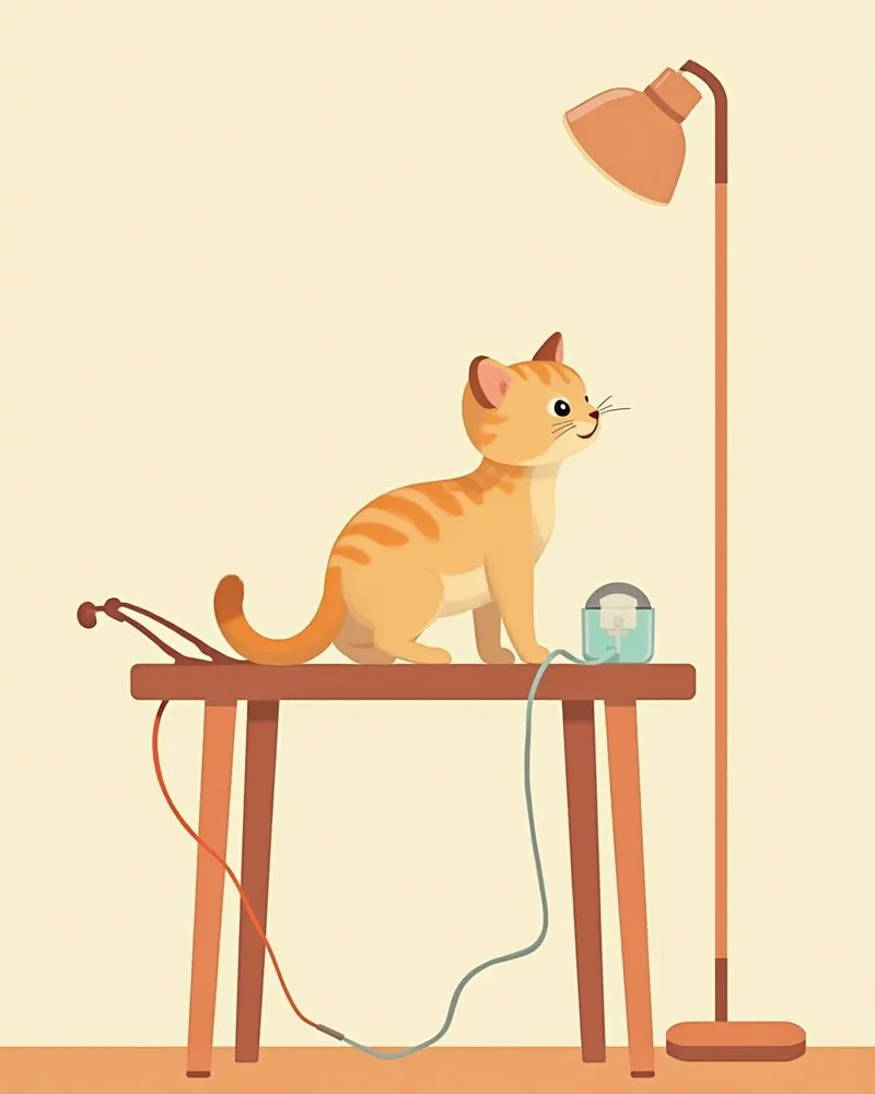 수의사가 어린 버만 새끼 고양이를 진찰하는 모습