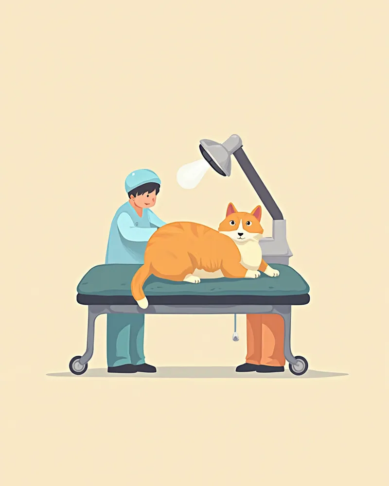 고양이가 심장 초음파 검사를 받고 있는 모습