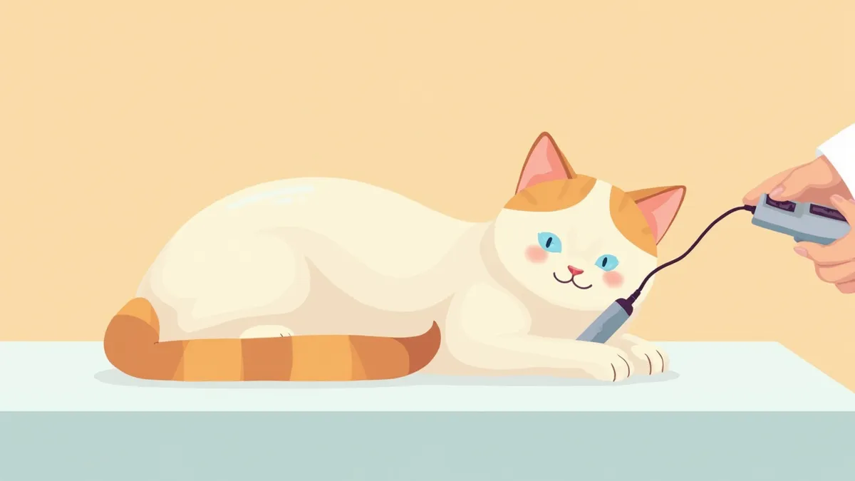 심장초음파 검사를 받고 있는 버만 고양이