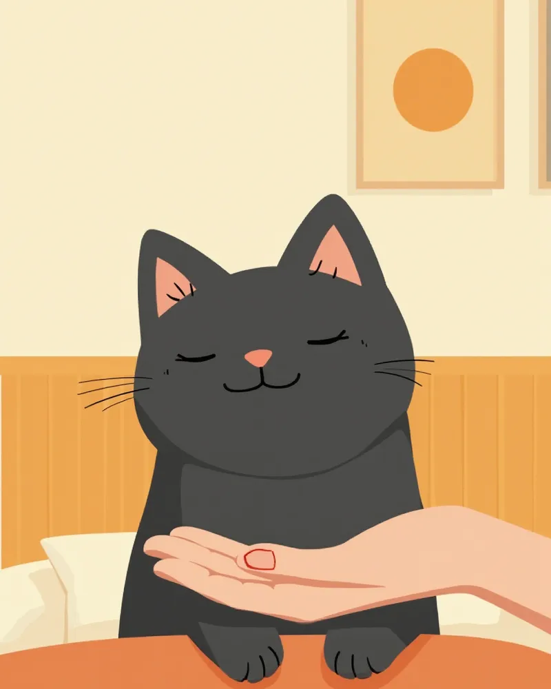 보호자 손에 얼굴을 비비는 다정한 검정 고양이