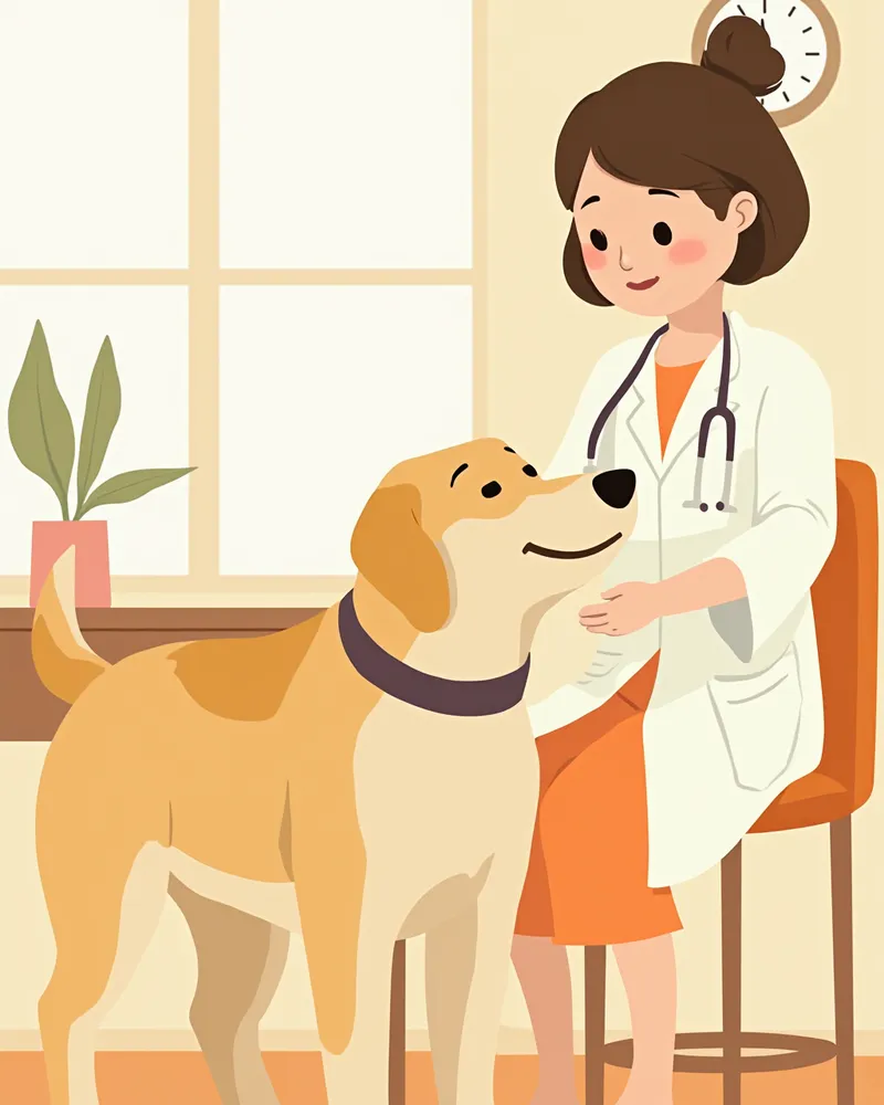 노령견을 진찰하는 수의사의 모습