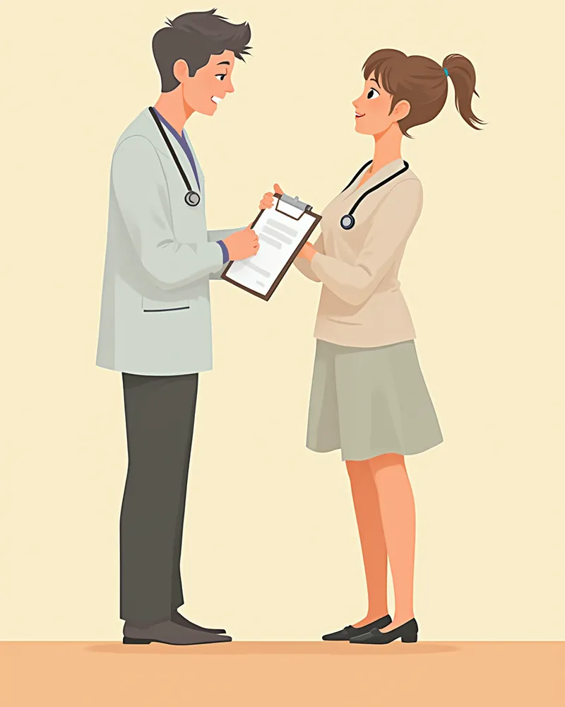 보호자에게 위탁 절차를 설명하는 수의사