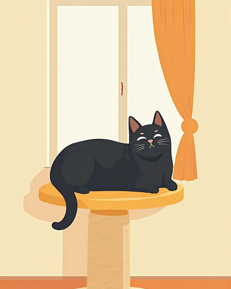 캣타워 위에서 쉬고 있는 봄베이 고양이