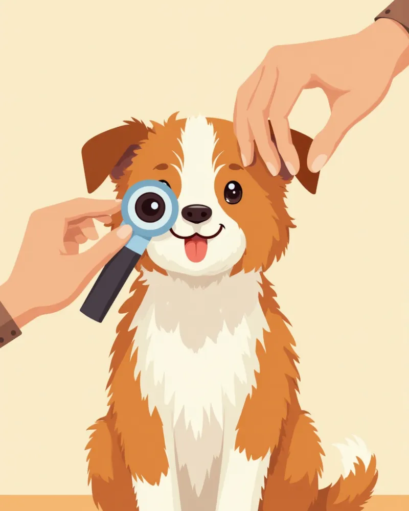 안과 검사를 받는 보더콜리 강아지