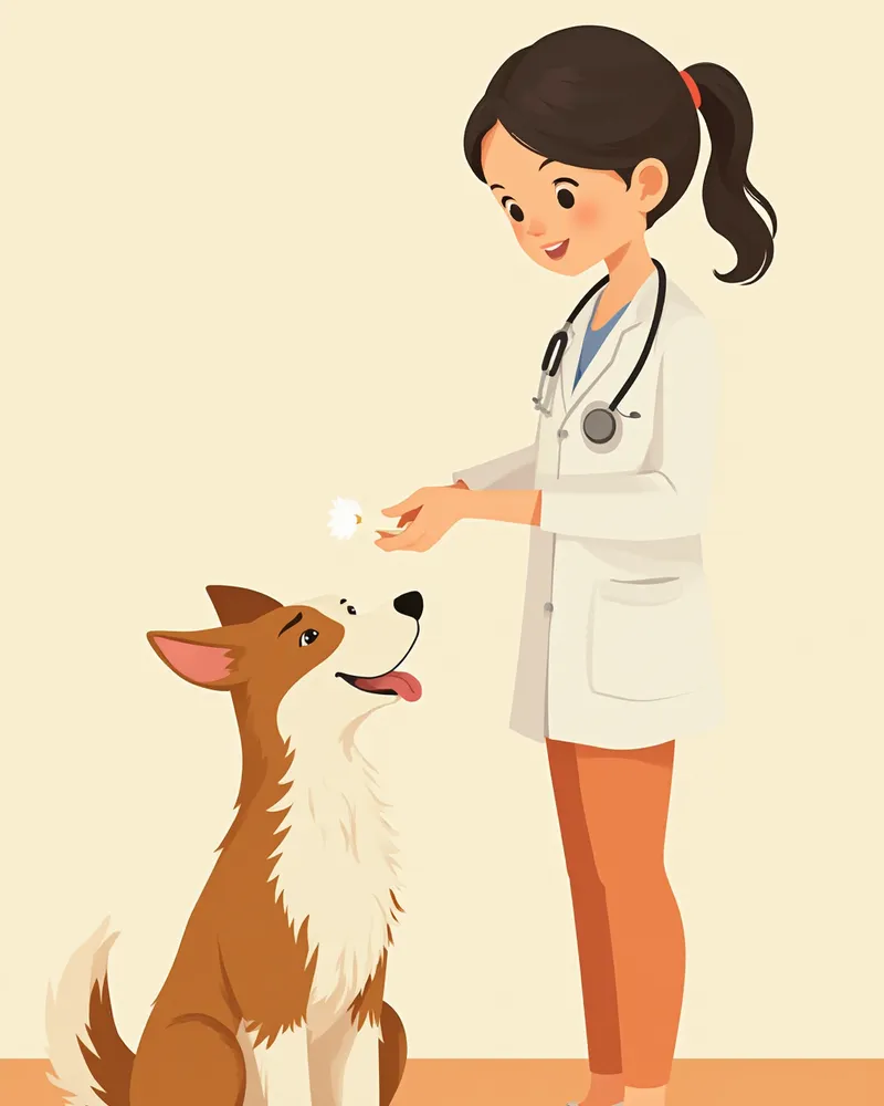 보더콜리 볼 점막에서 유전자 검사 시료를 채취하는 수의사