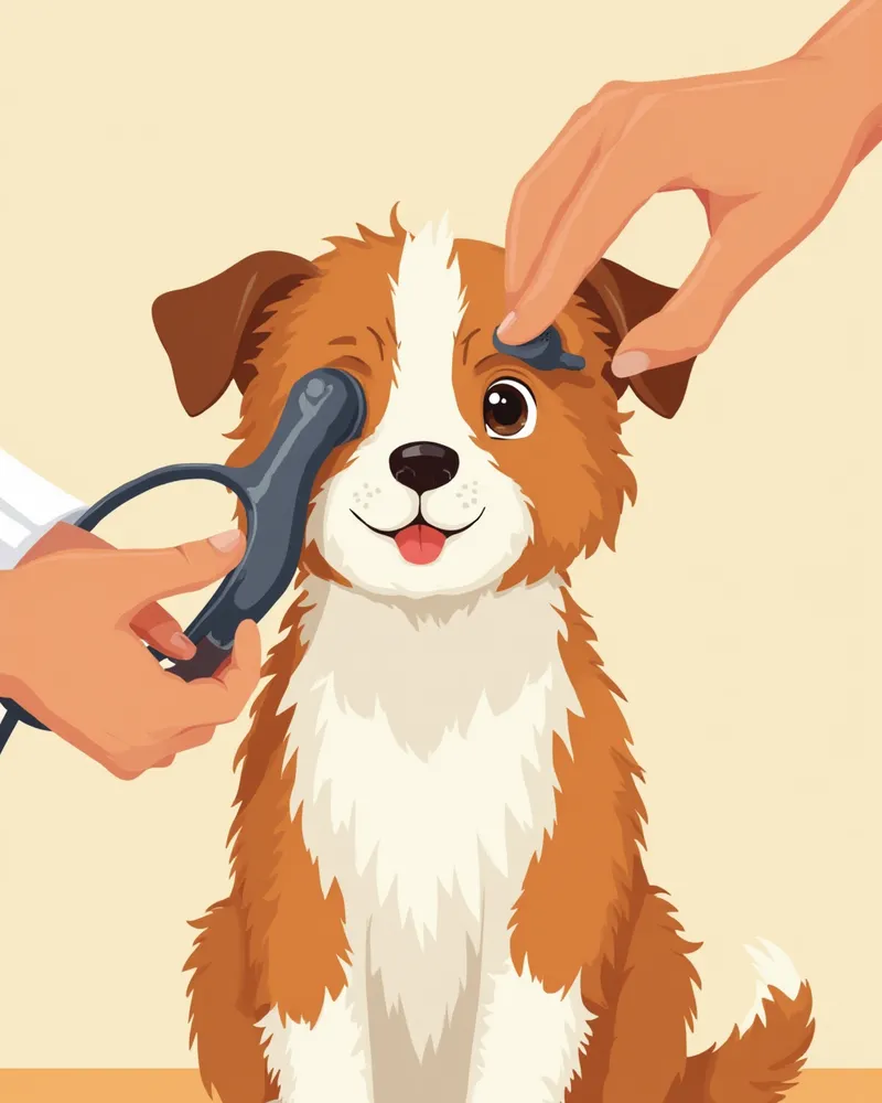 안저 검사를 받는 보더콜리 강아지