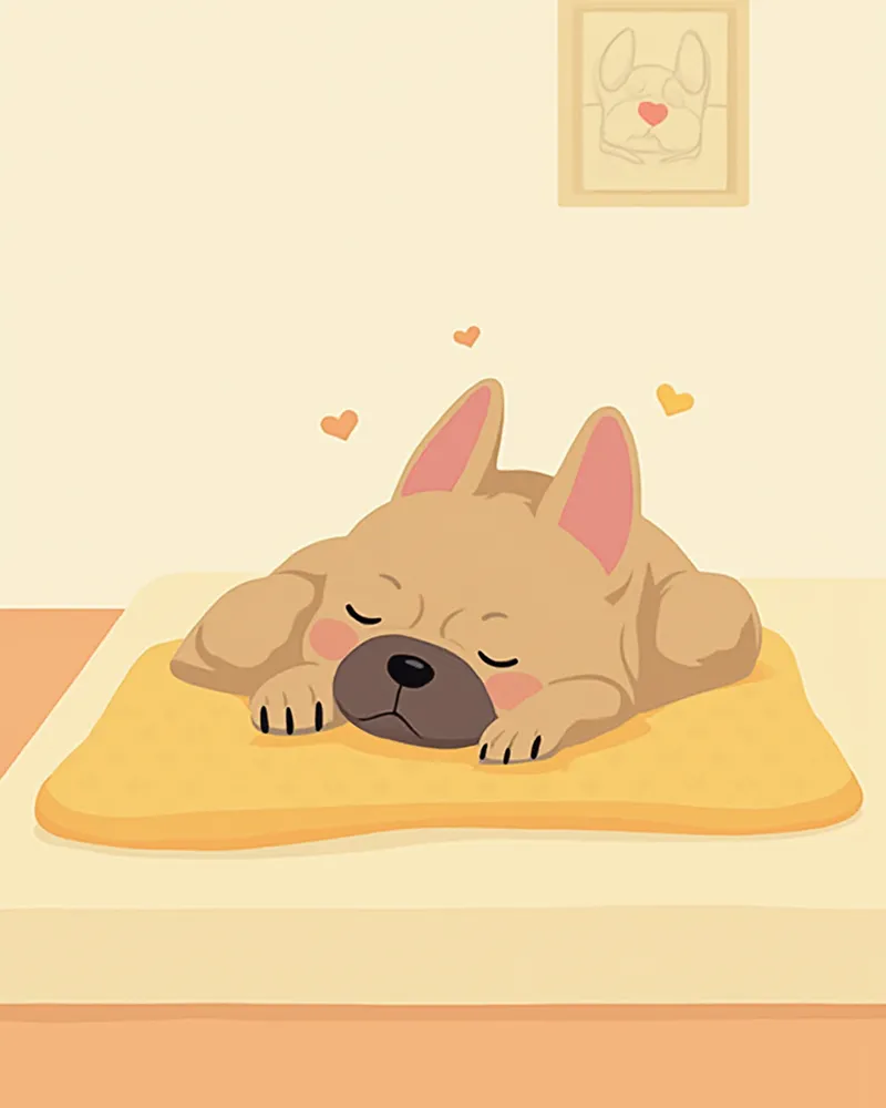 수술 후 회복 중인 단두종 강아지