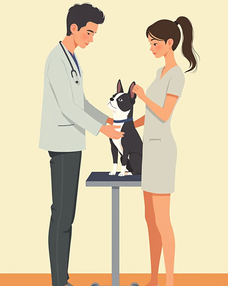 체중 관리를 받는 보스턴 테리어