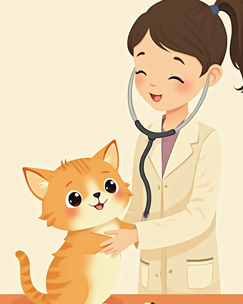 수의사에게 진료받는 어린 브리티시 숏헤어