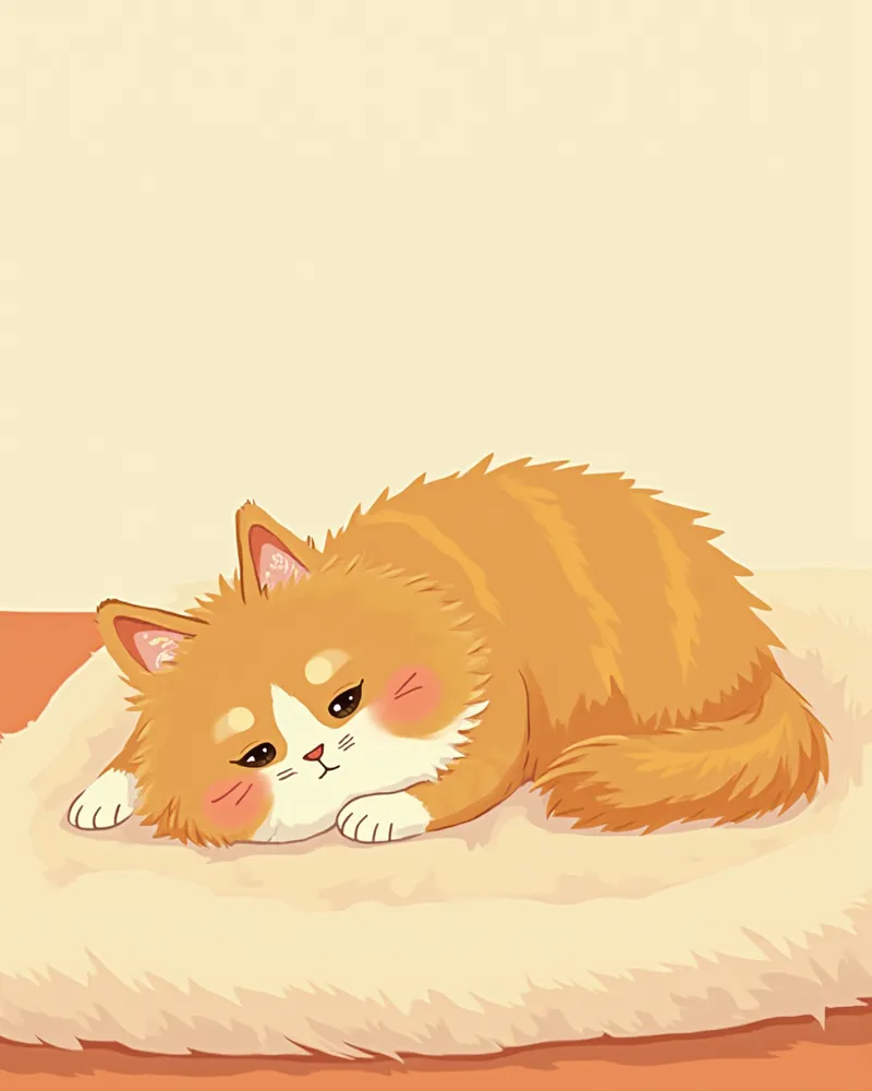 쉬고 있는 브리티시 롱헤어의 호흡을 살피는 모습