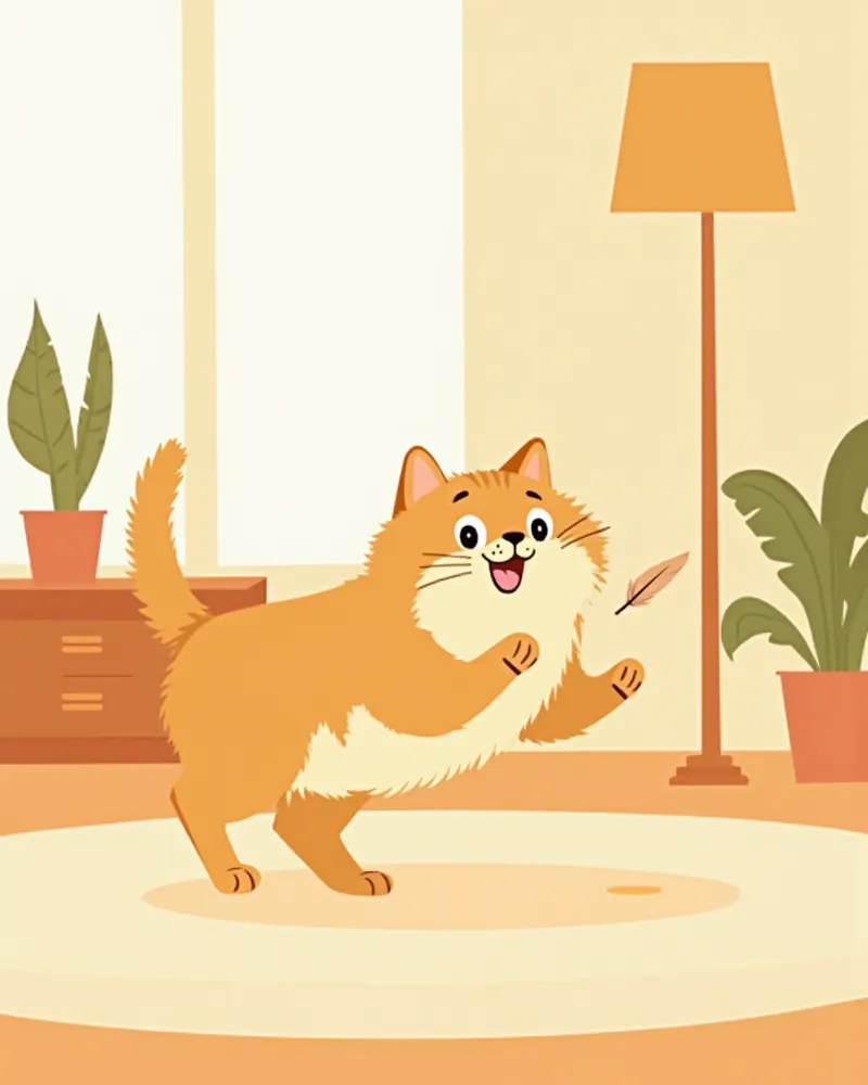 깃털 장난감을 쫓으며 놀고 있는 건강한 브리티시 롱헤어 고양이