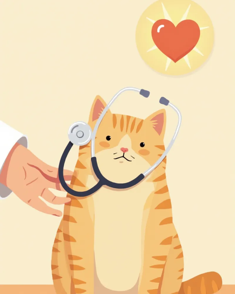 수의사에게 심장 청진을 받는 브리티시 숏헤어 고양이