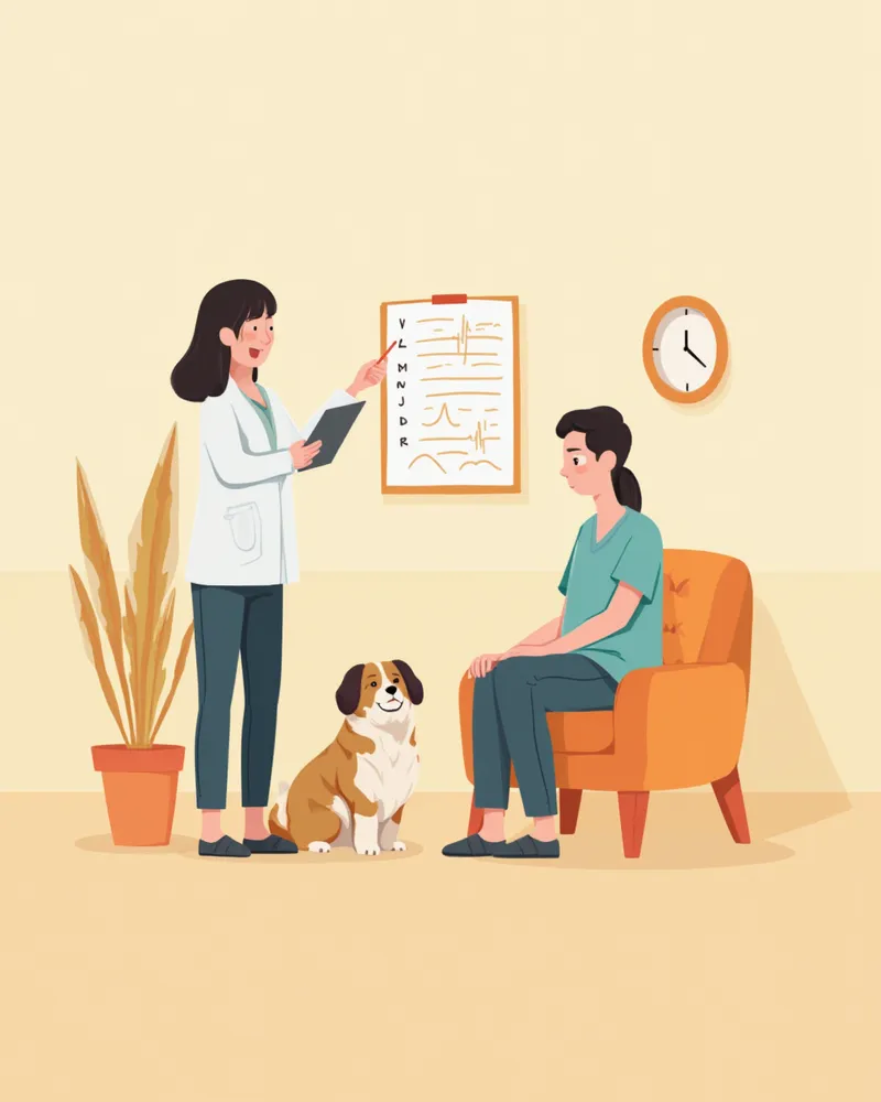 보호자에게 치료 계획을 설명하는 수의사