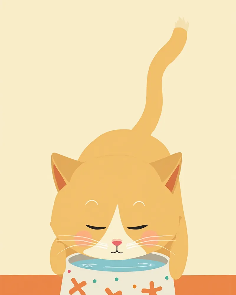 물을 마시고 있는 버미즈 고양이
