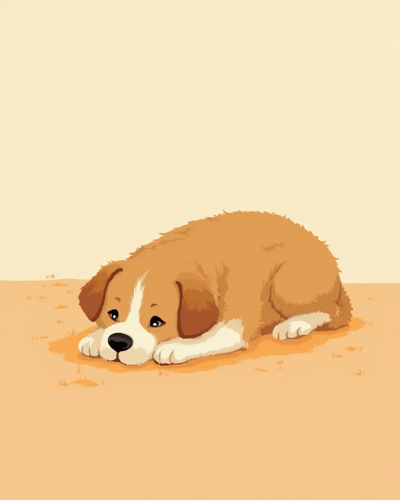 편안하게 엎드린 강아지의 모습