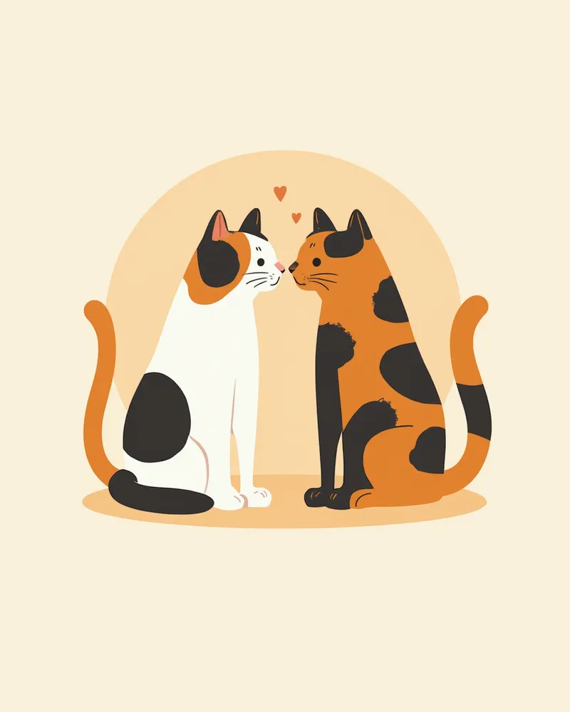 캘리코 고양이와 토티셸 고양이의 털 색 패턴 비교