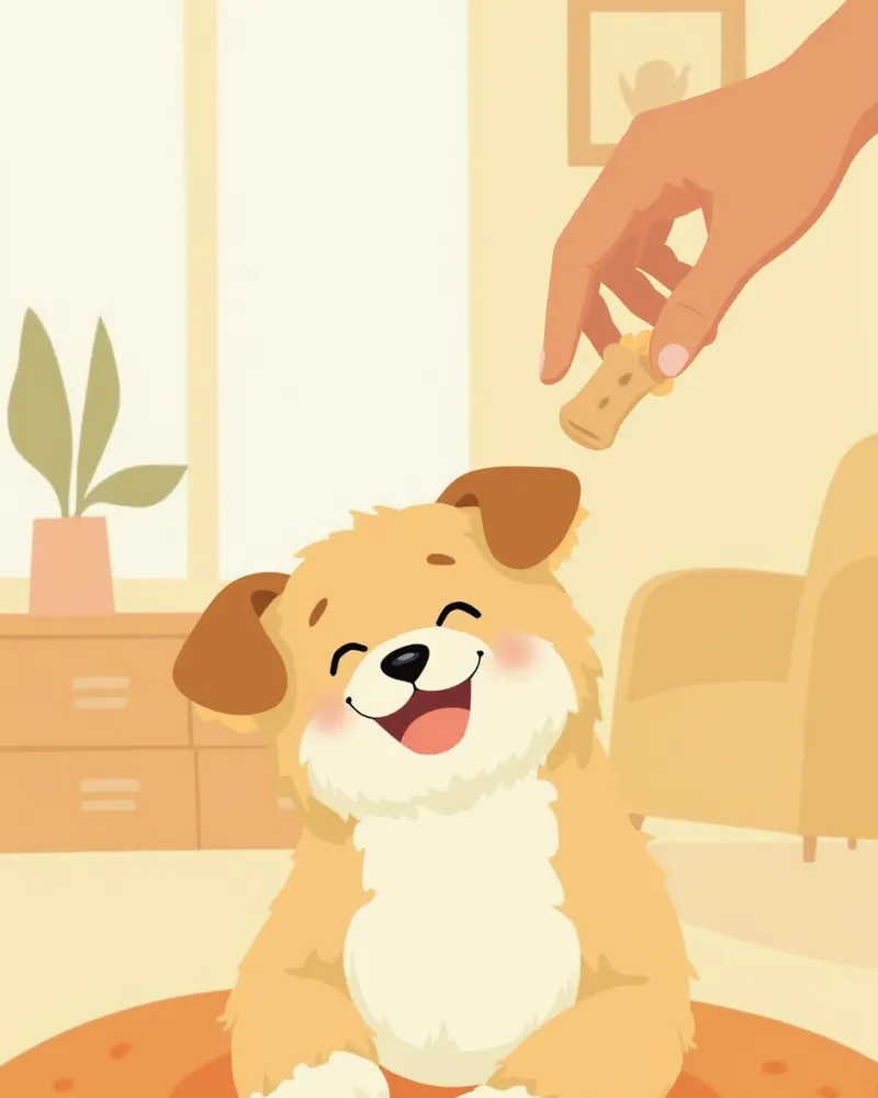 강아지에게 안정 영양제를 급여하는 보호자의 모습