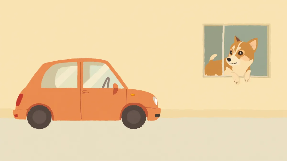 자동차 창밖을 바라보는 강아지