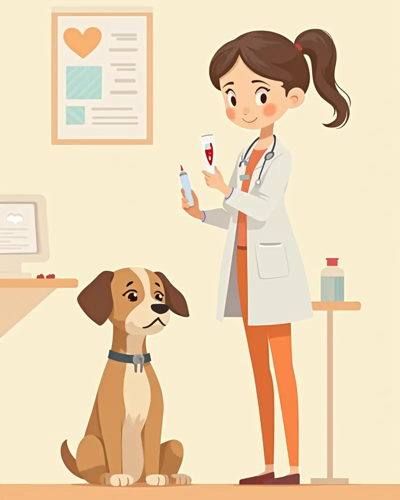 카프로펜 복용 중 정기 혈액검사를 받는 강아지