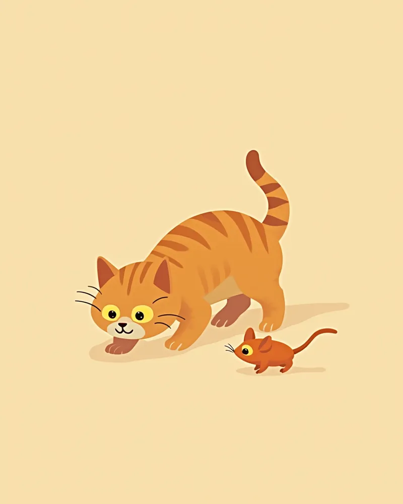 사냥 자세를 취한 고양이