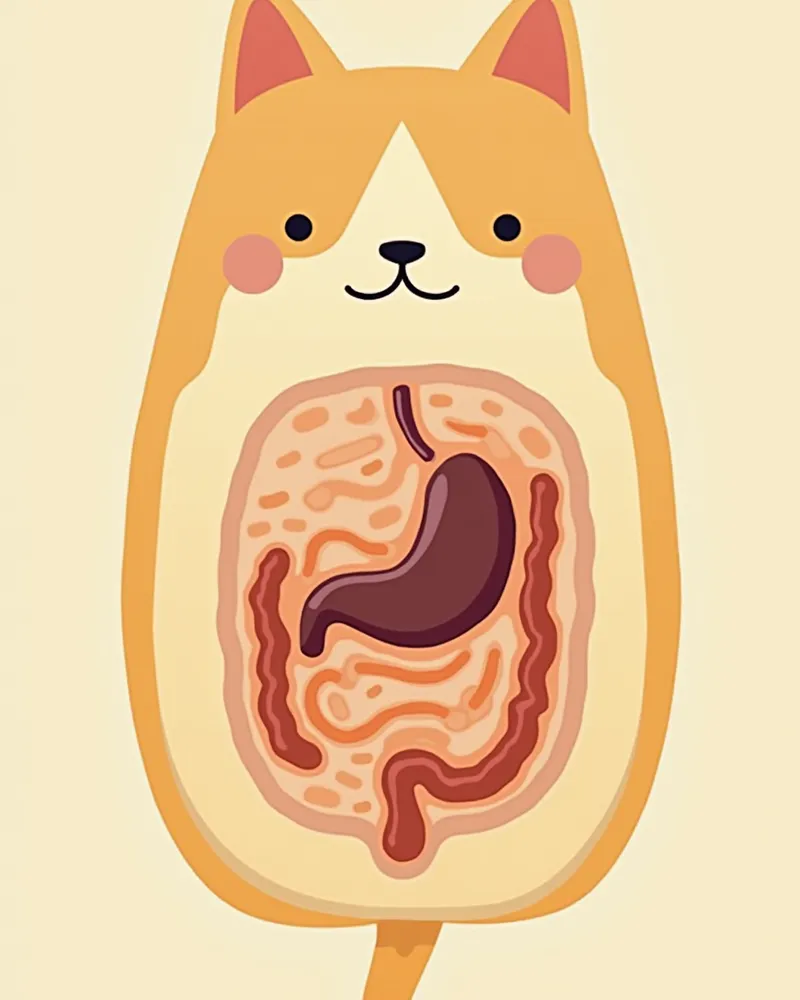 고양이 복강 내 종양 발생 부위를 보여주는 해부학적 이미지