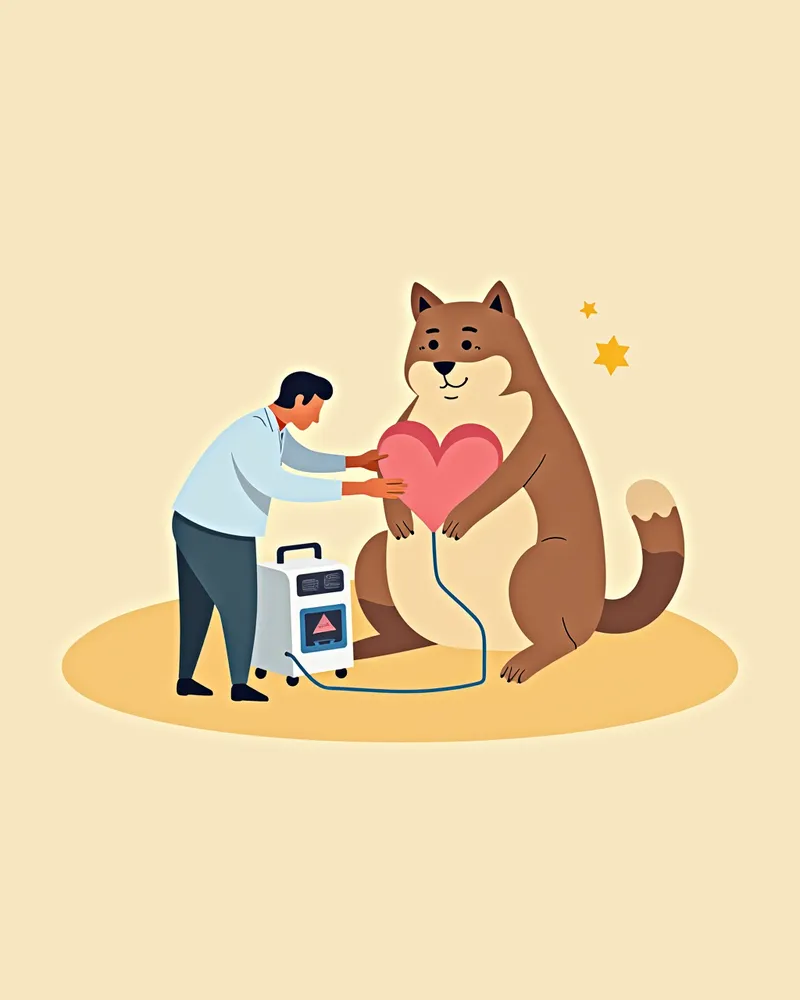 수의사가 고양이의 심장 초음파를 촬영하는 이미지