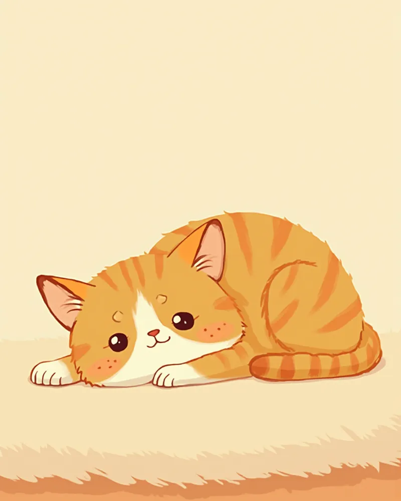 무기력하게 누워 있는 고양이