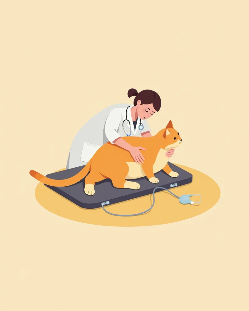 수의사가 고양이의 복부 초음파를 하는 모습
