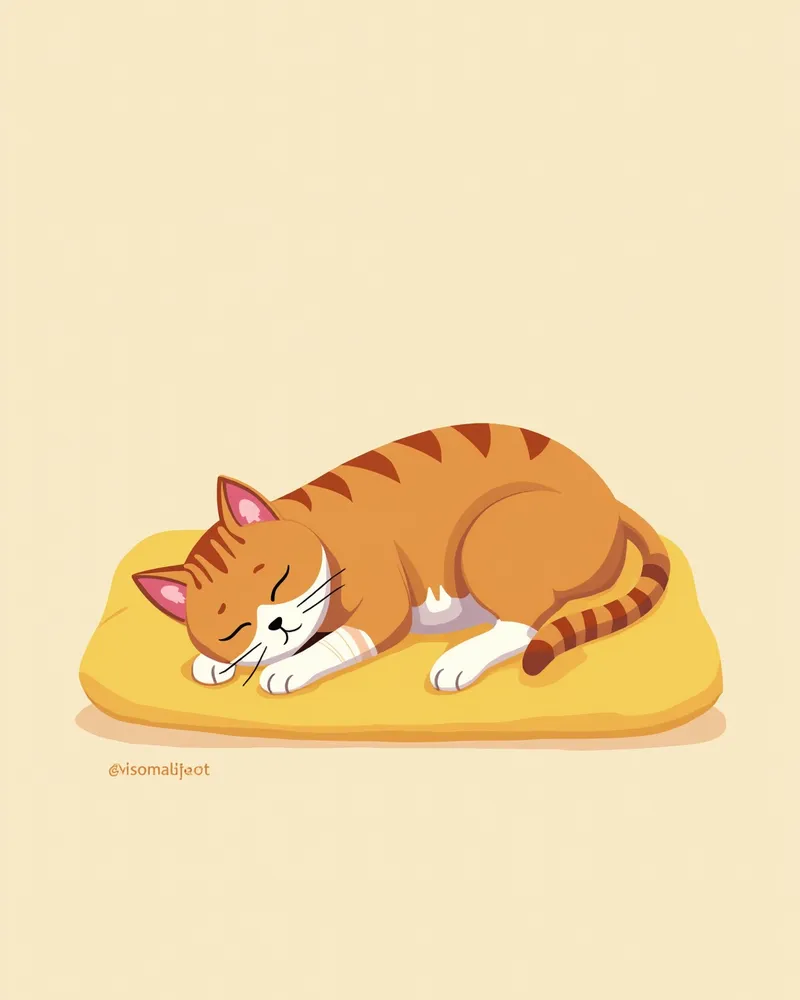 백신 접종 후 졸린 상태의 고양이