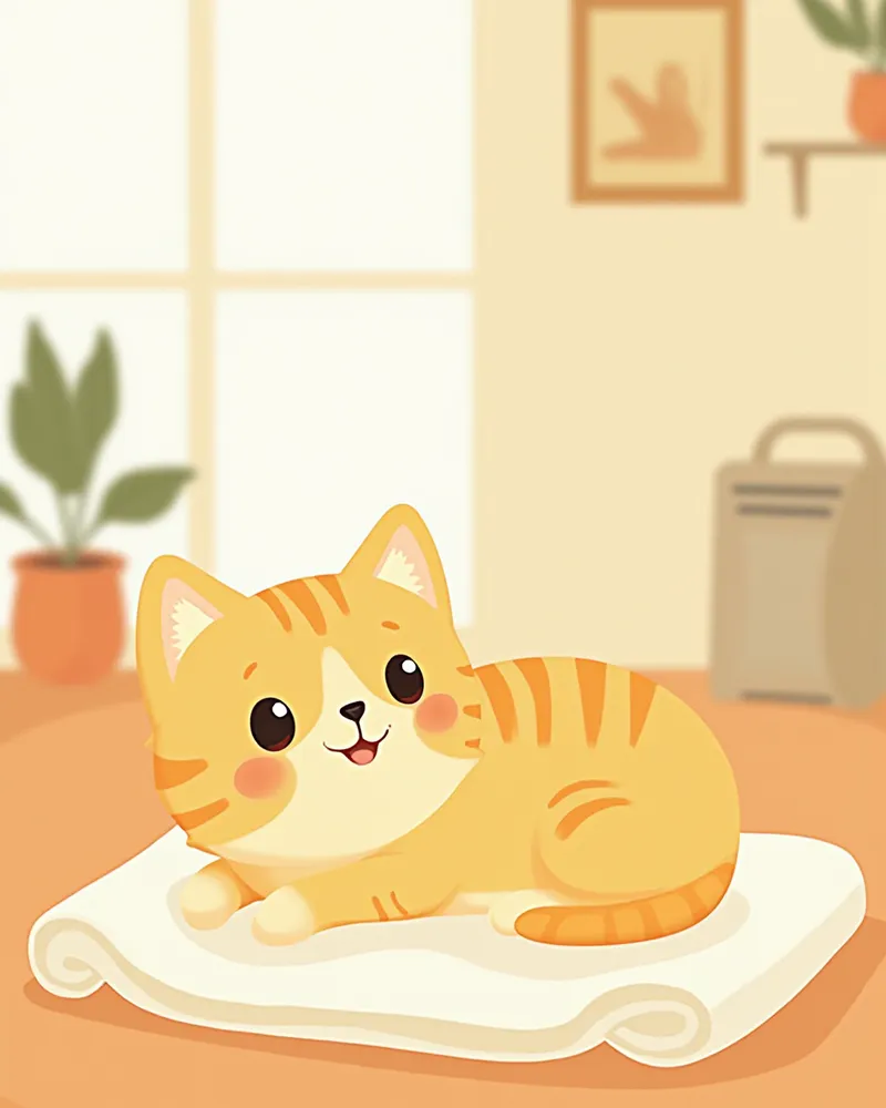 깨끗한 실내 환경에서 편안하게 쉬고 있는 고양이