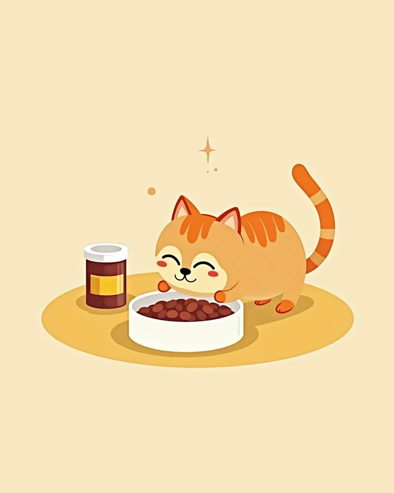고양이가 신장용 특수 사료를 먹는 모습