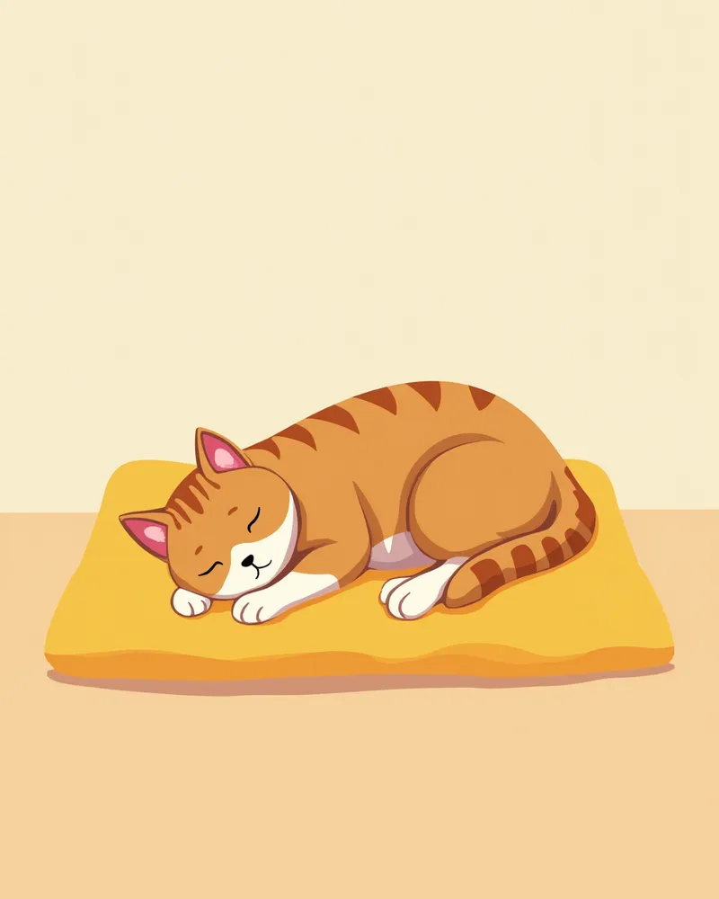 마취 후 따뜻한 침대에서 회복 중인 고양이