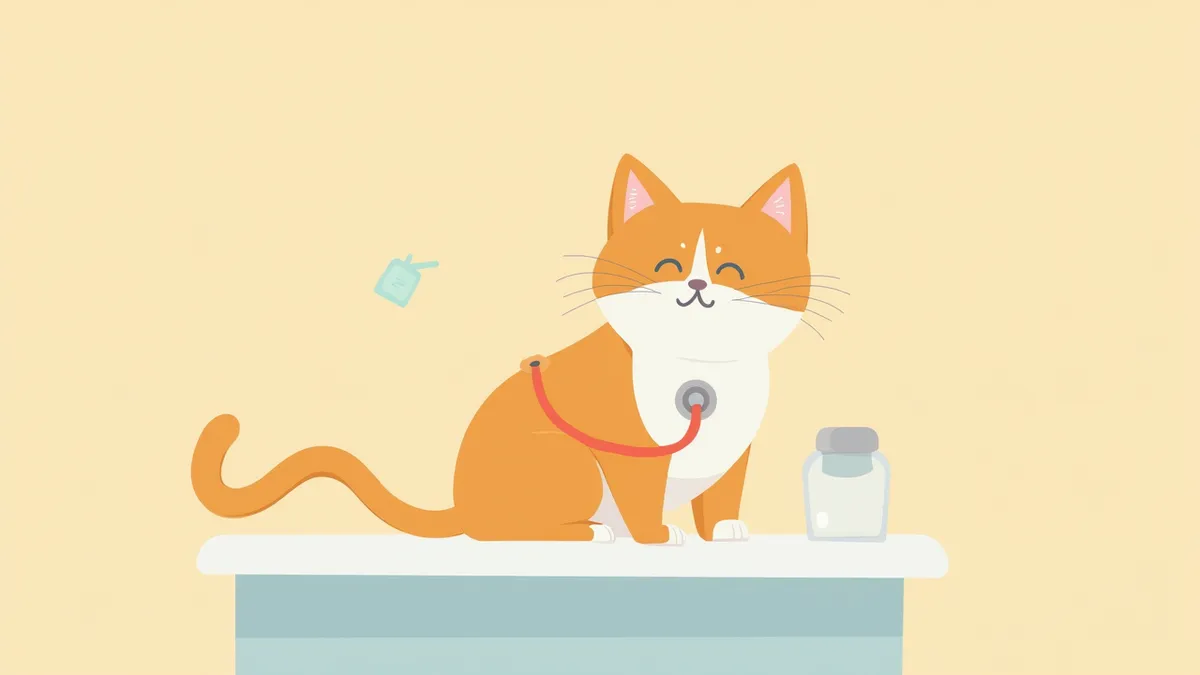 수의사 청진을 받고 있는 노령 고양이