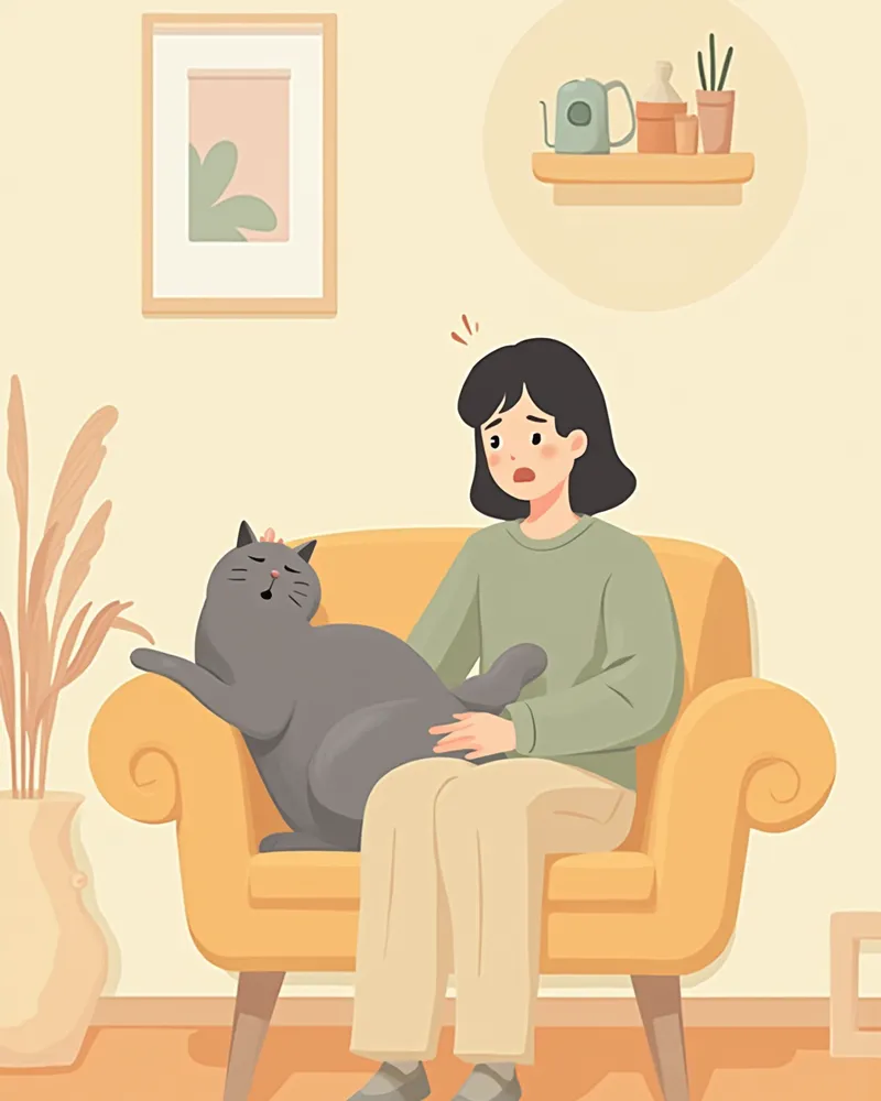 고양이 부작용 증상을 확인하는 보호자