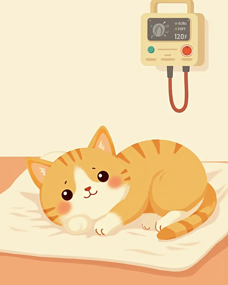 병원에서 무기력하게 누워 있는 고양이