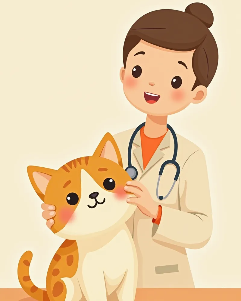 수의사가 고양이 귀 뒤에 식욕 촉진제를 발라주는 모습