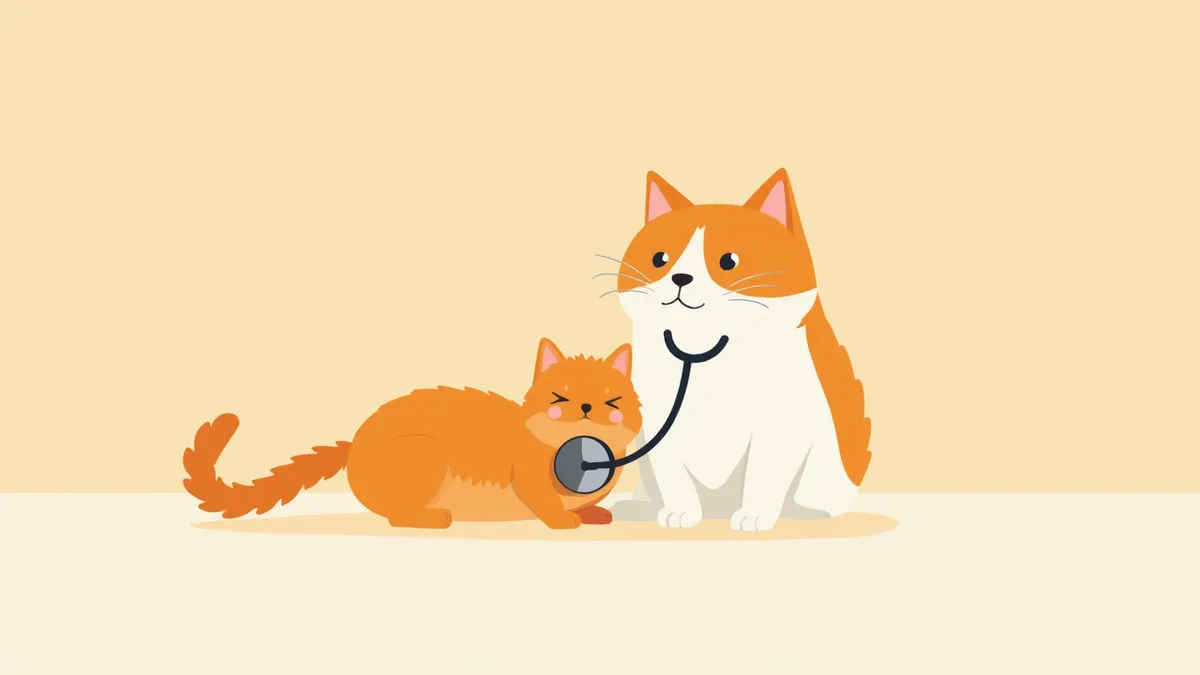 동물병원에서 진료를 받고 있는 고양이