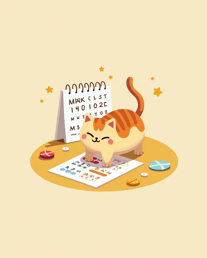 고양이의 약물 복용 일정을 관리하는 모습