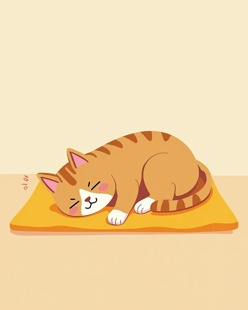 기력 없이 담요 위에 누워 있는 아픈 고양이