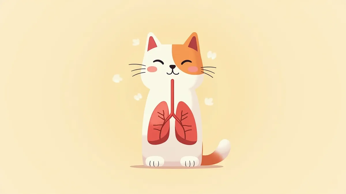 고양이 폐의 염증 부위를 강조한 해부도