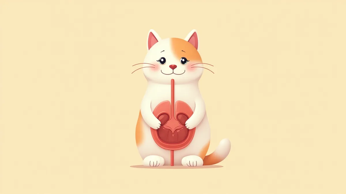 고양이 신장과 요관의 해부학적 구조, 신우부분에 염증 반점 표시